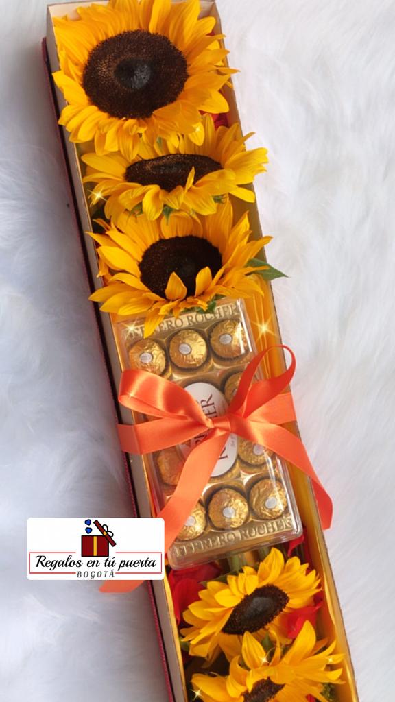 Caja Girasoles y Chocolates - Regalos en tu puerta